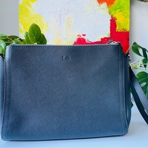 Lo & Sons Pearl Crossbody - Black Saffiano Leather